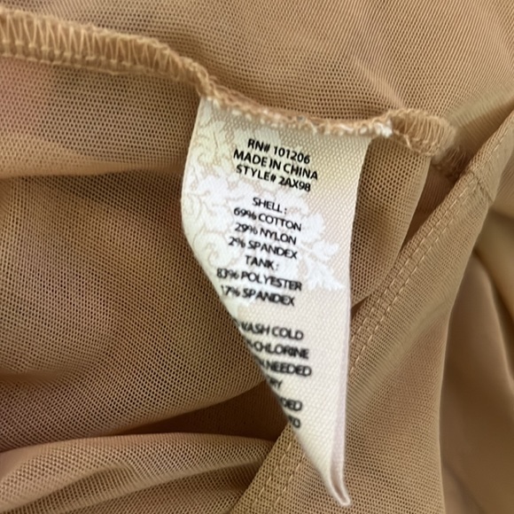 Soft Surroundings Tan/Nude Sheer Top/ Nylon & Spandex blend/ Side Zipper Closure - Picture 10 of 10